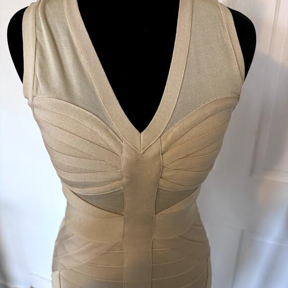 Bebe Bondage Dress Tan Beige Women's Size Medium Mini Dress - Picture 2 of 11